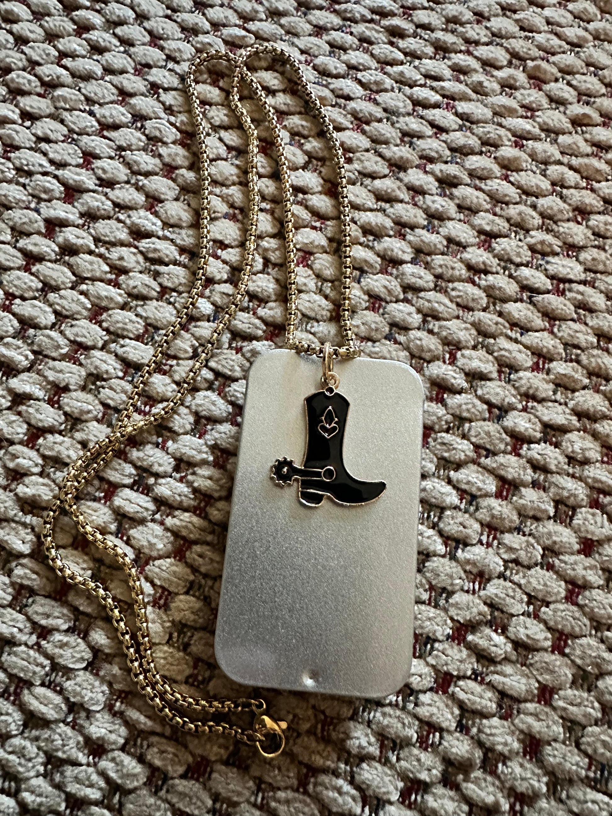 Black boot necklace