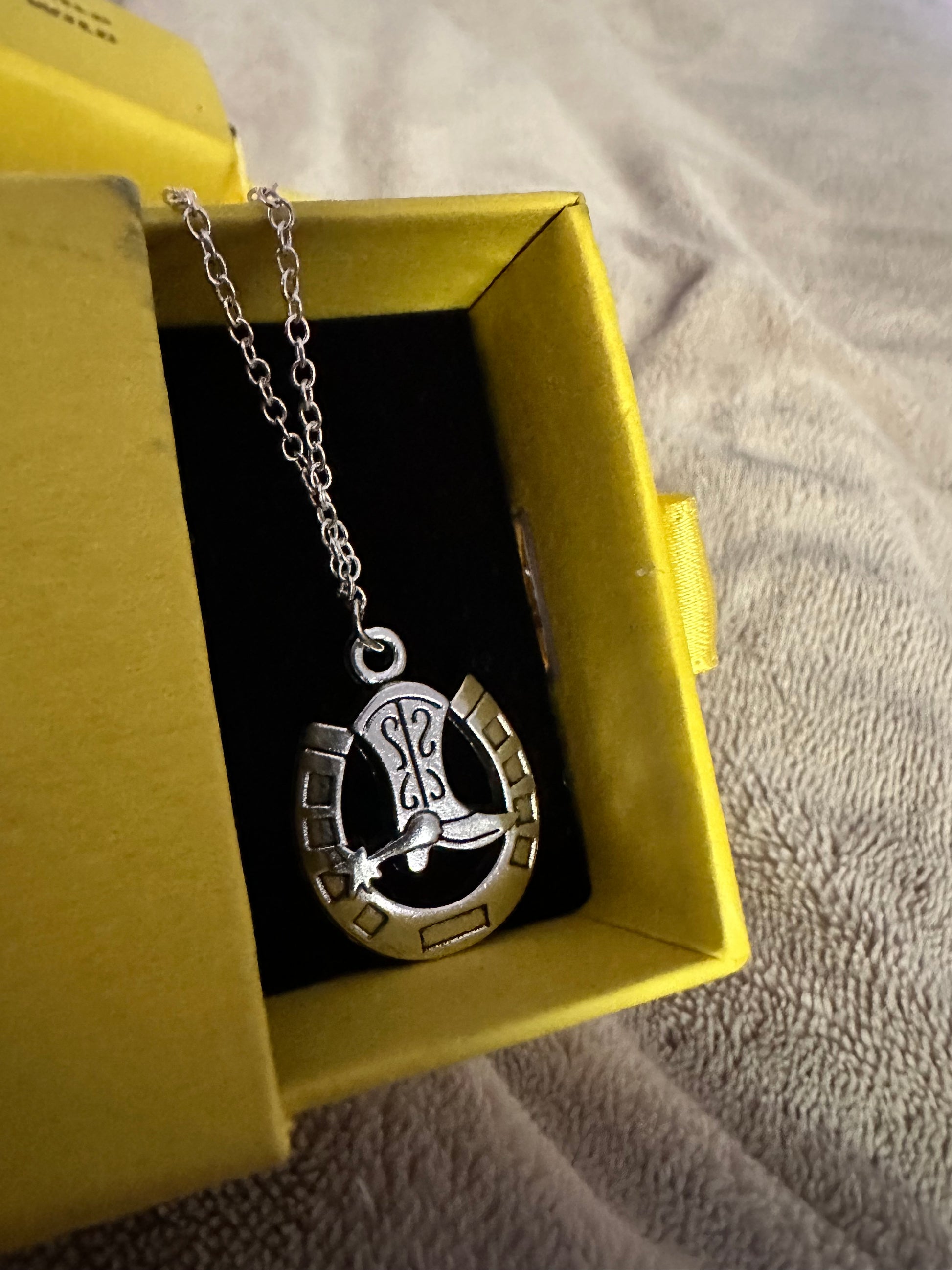 Cowboy boots shield necklace