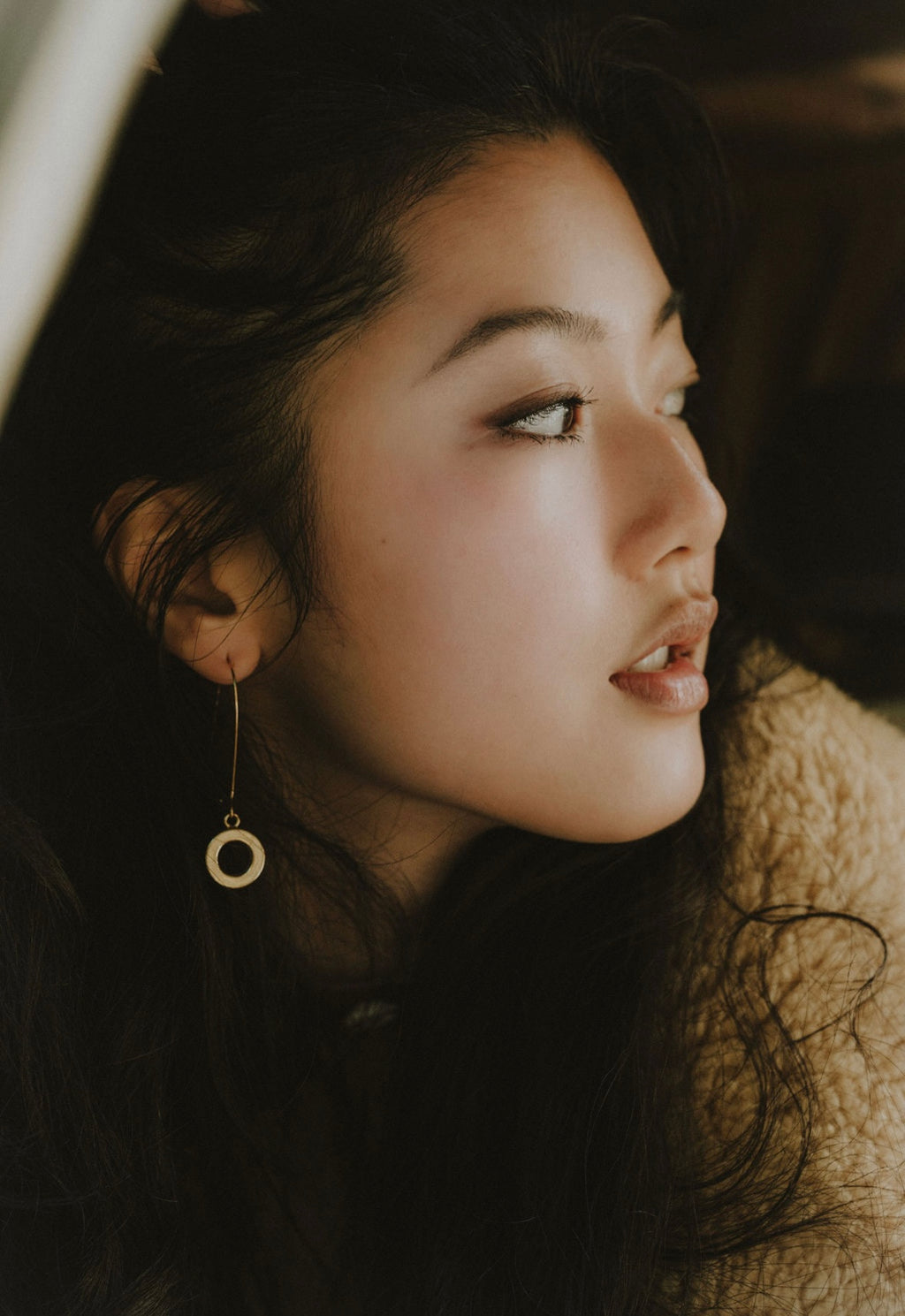 Circle gold earrings