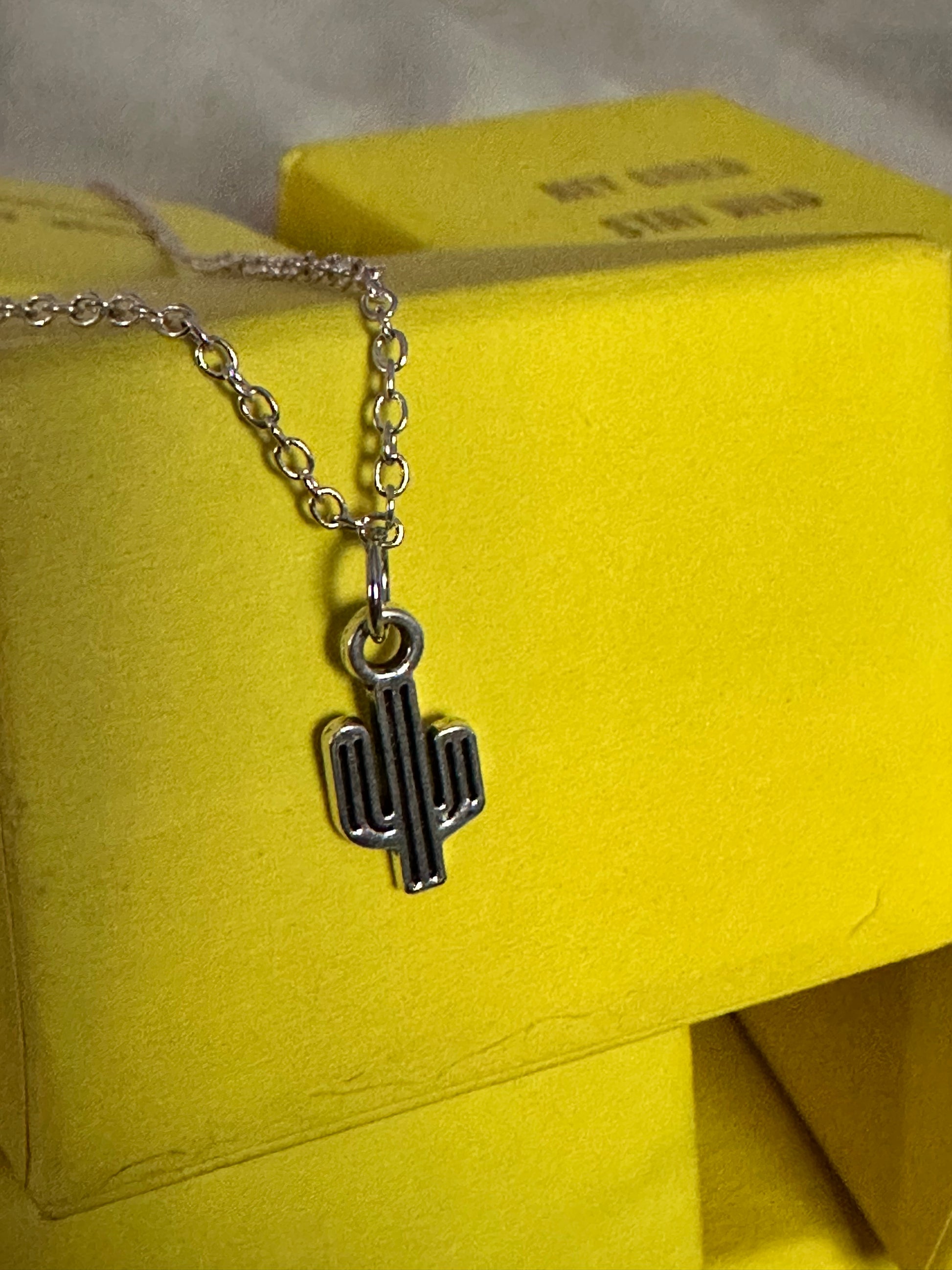 Silver cactus necklace