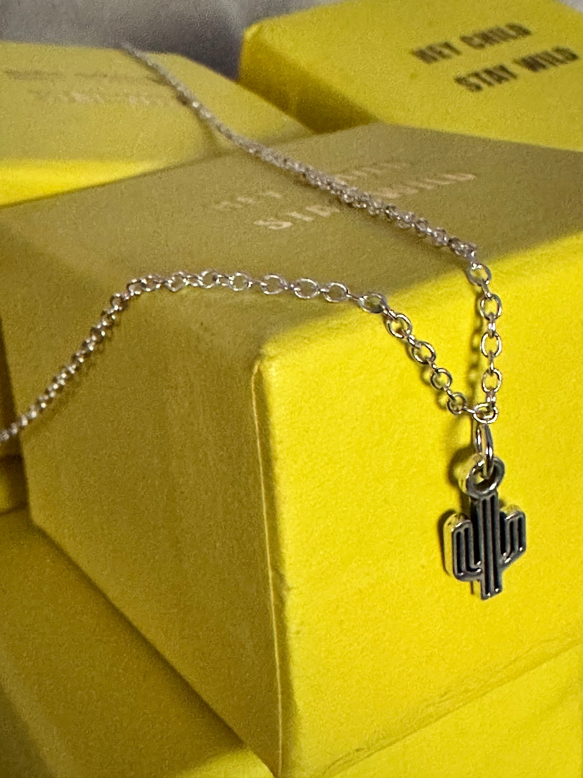 Silver cactus necklace