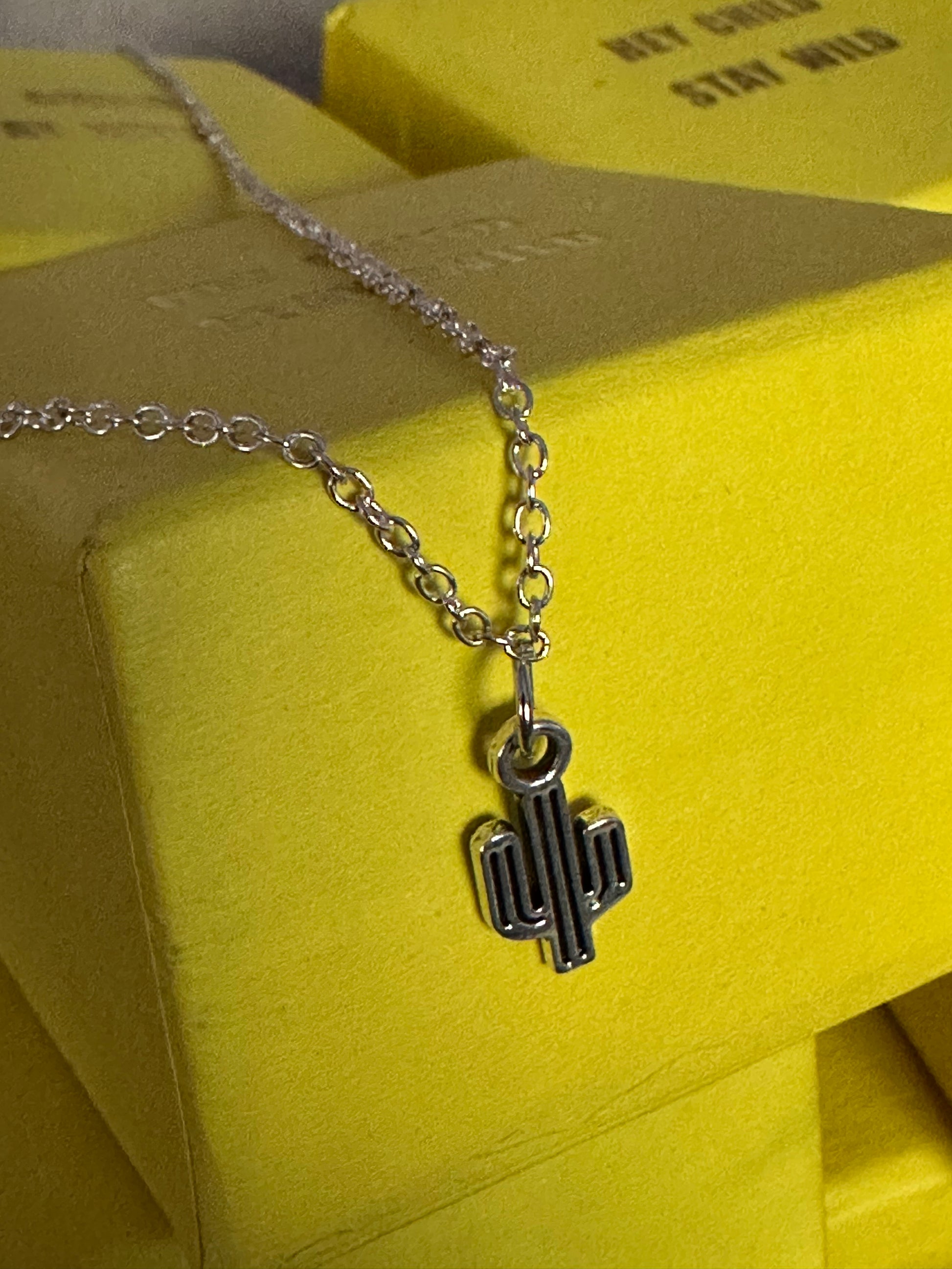 Silver cactus necklace