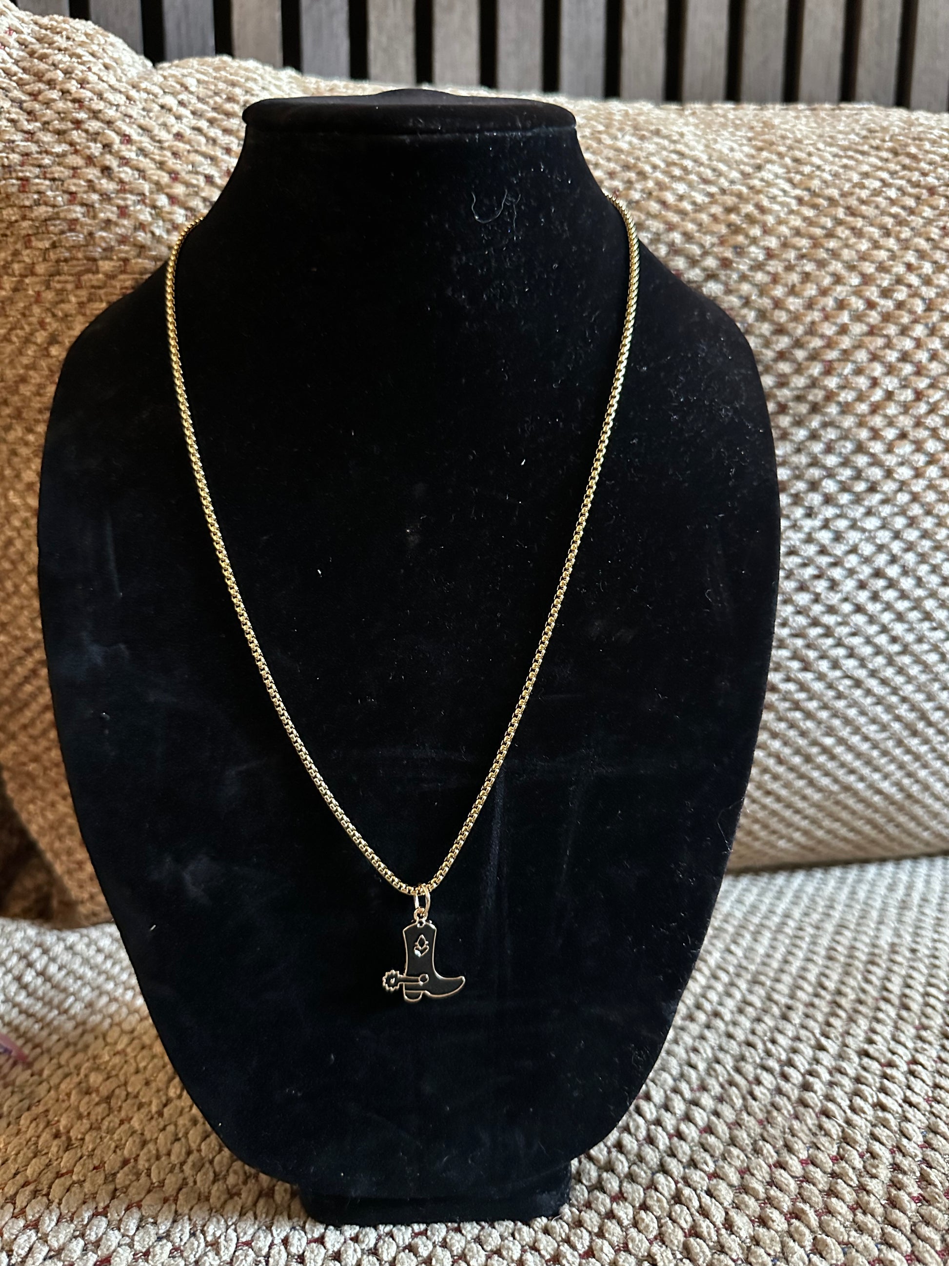 Black boot necklace