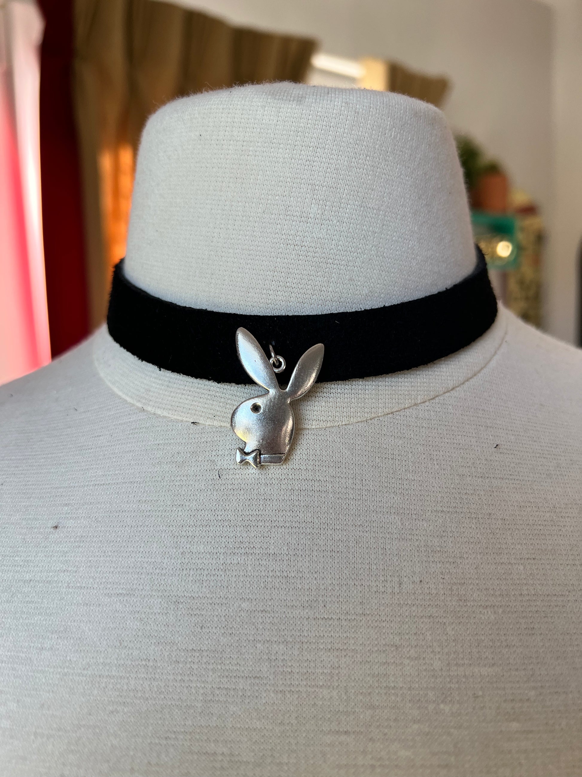 Black leather Playboy bunny choker