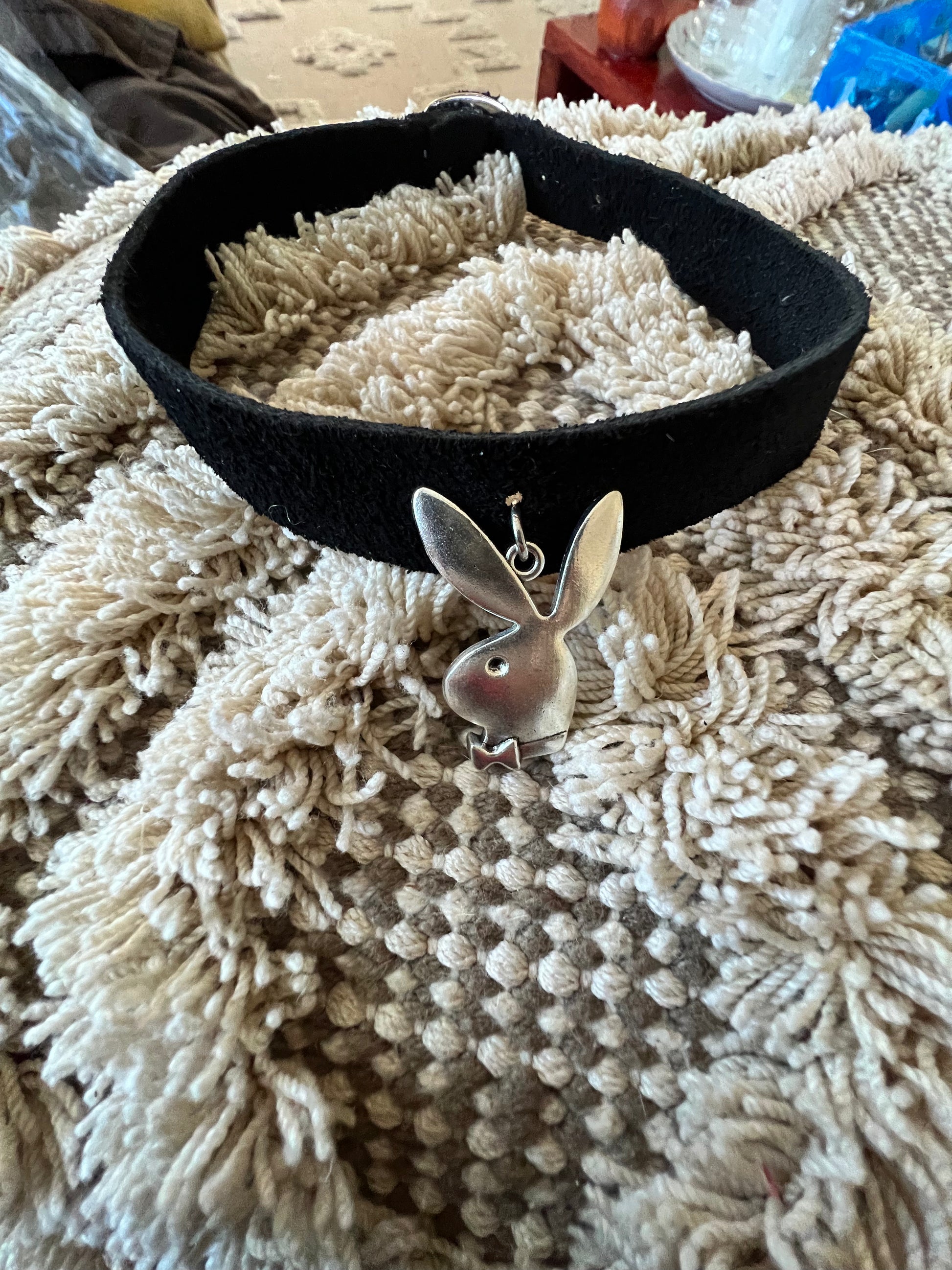 Black leather Playboy bunny choker