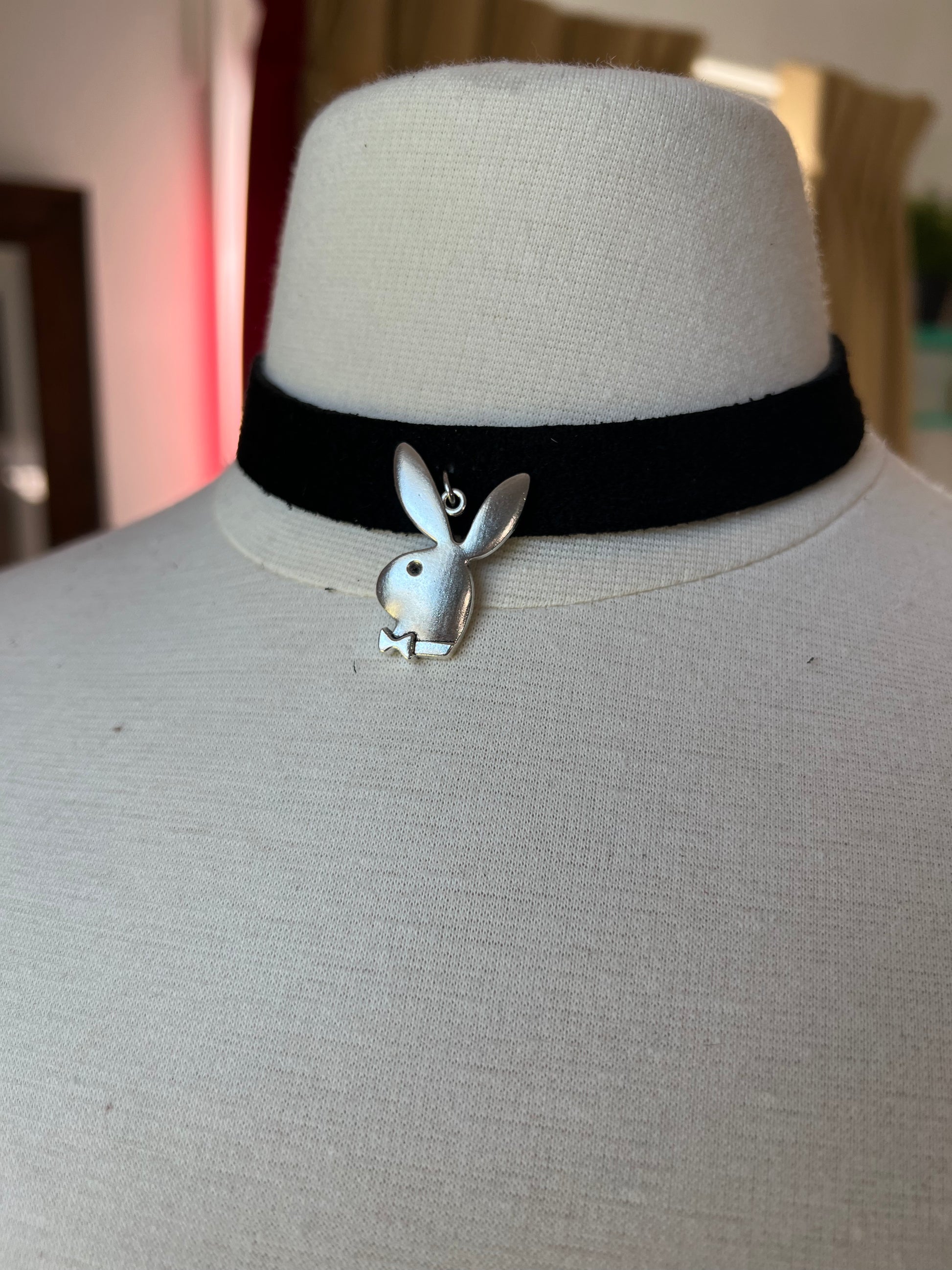 Black leather Playboy bunny choker