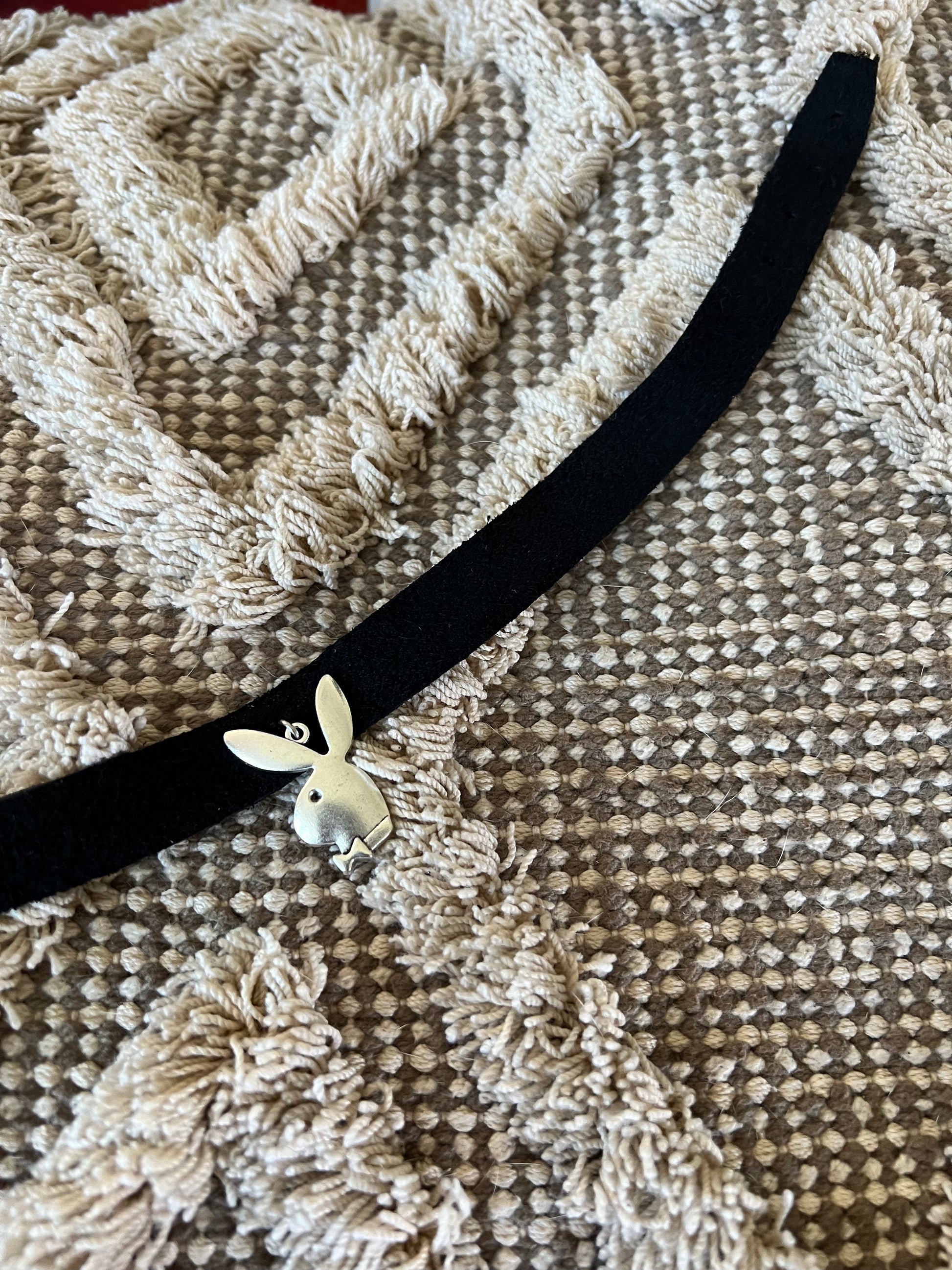 Black leather Playboy bunny choker