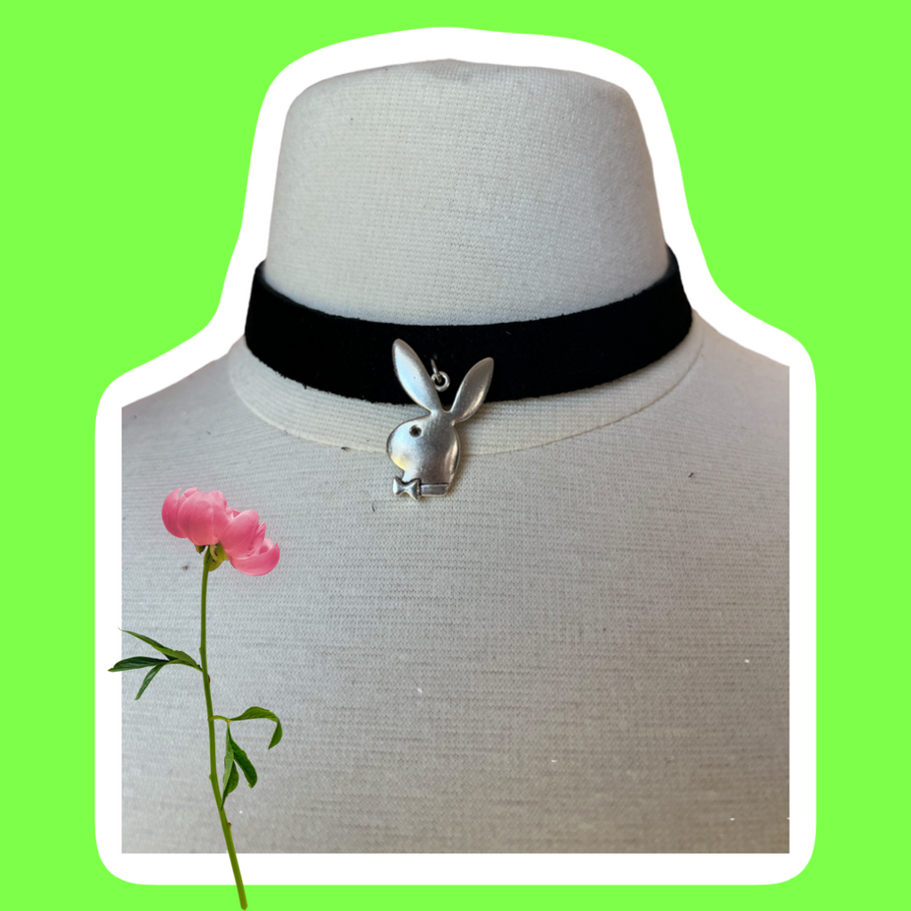 Black leather Playboy bunny choker