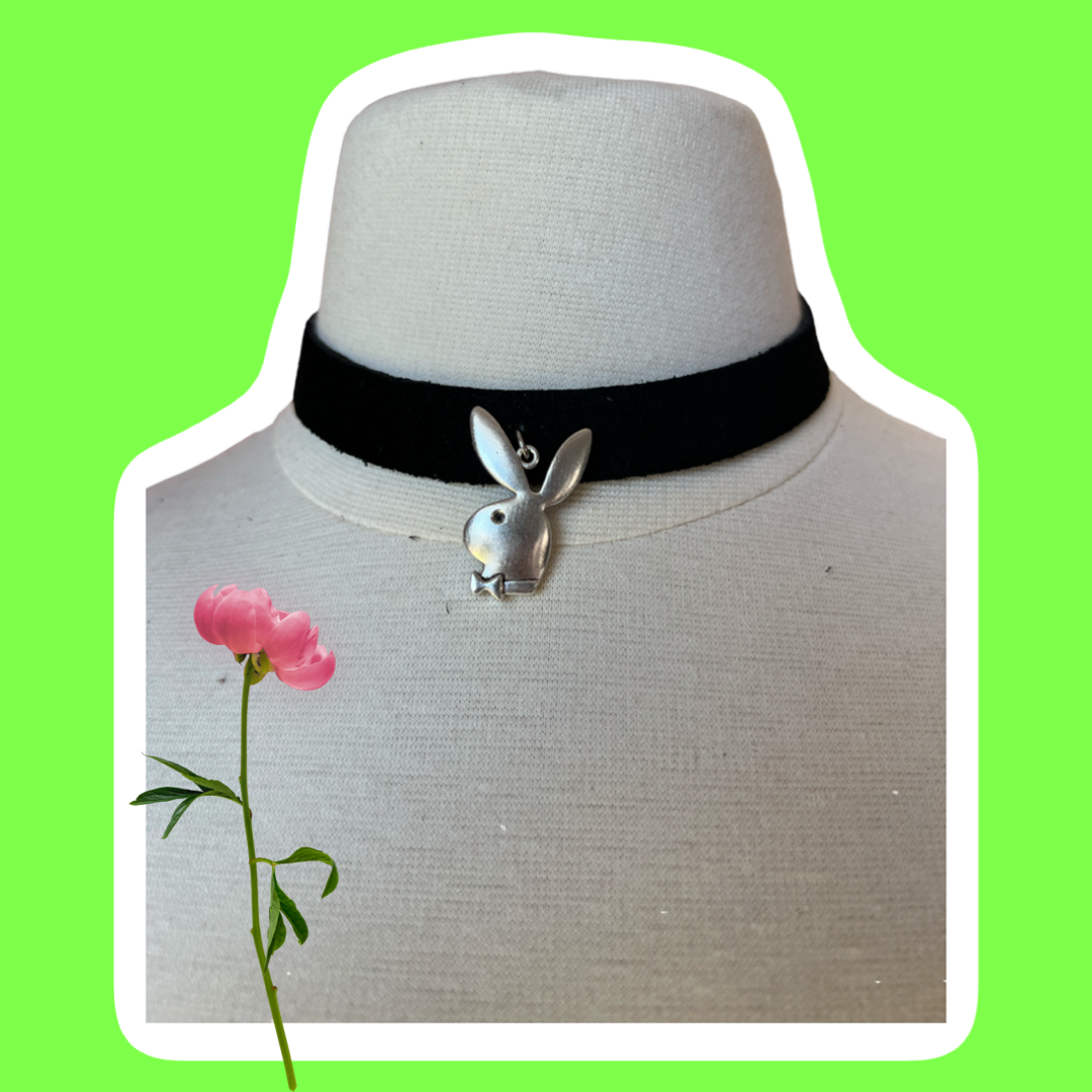 Black leather Playboy bunny choker